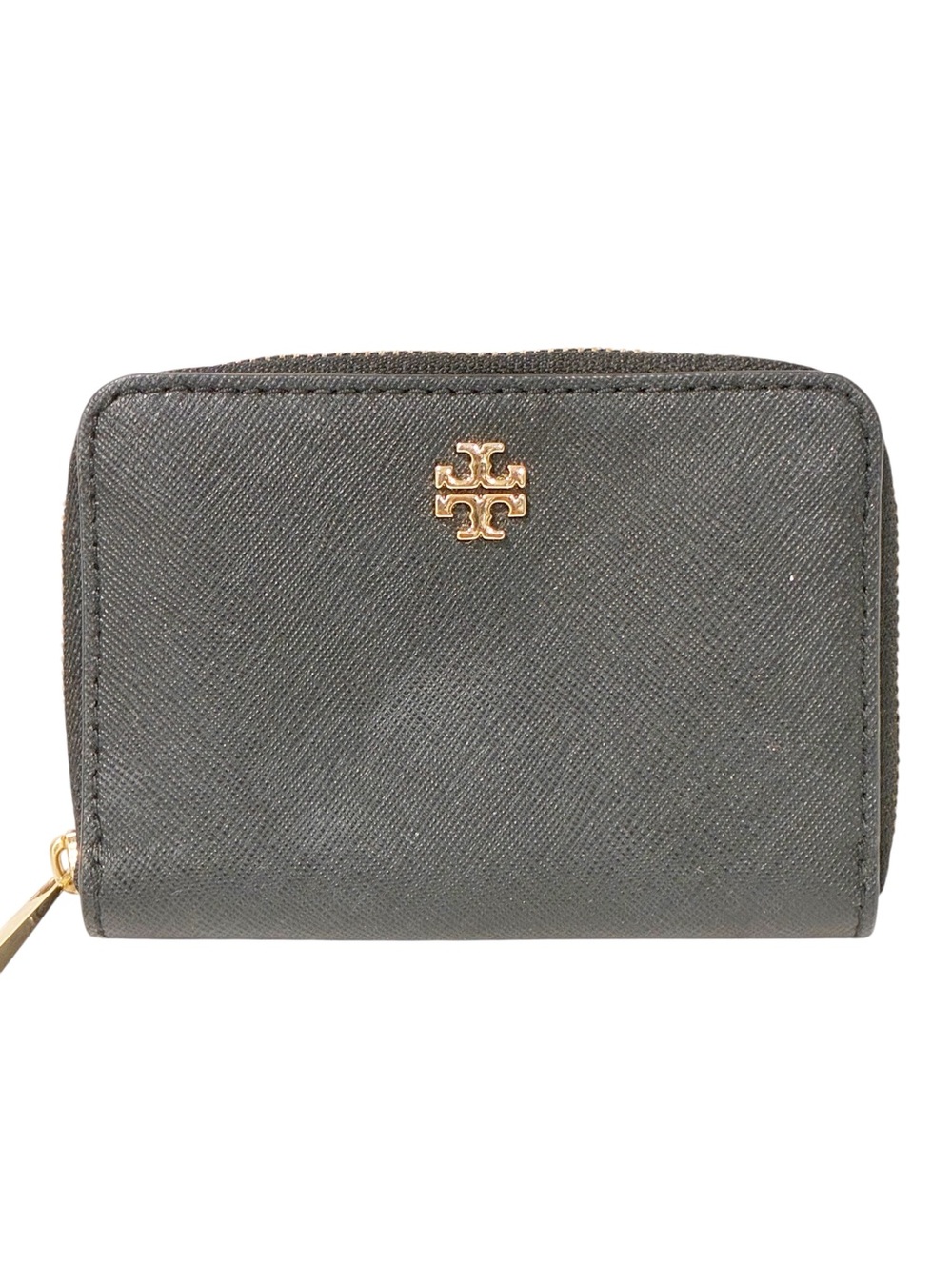 Tory Burch Black Crossgrain‎ Leather Gold Hardware Wallet